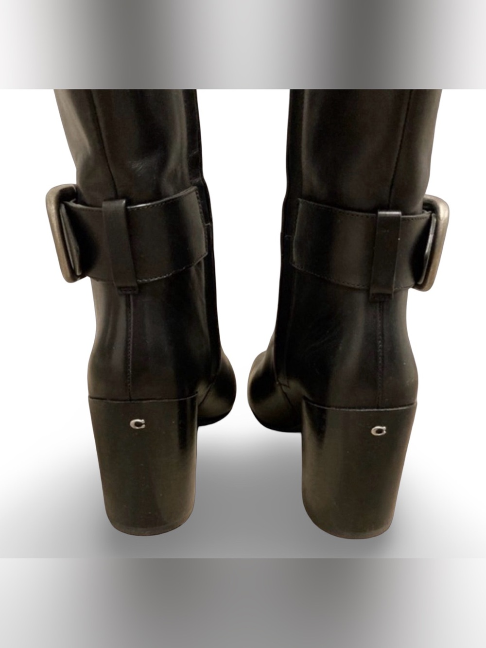 Coach Soho Buckle Leather Knee High Boots Evelyn Buckle Boots Black | G4435 - Picture 12 of 16